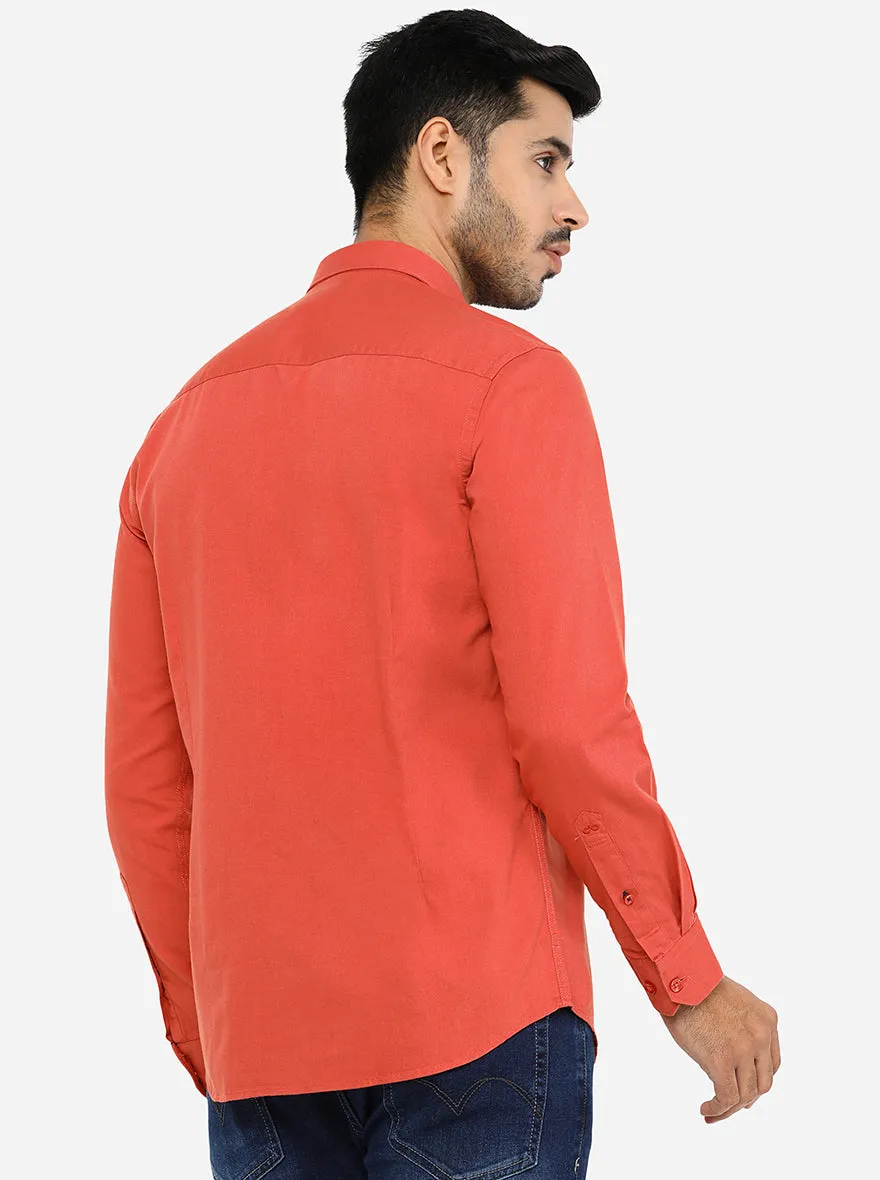 Red Solid Slim Fit Casual Shirt | JadeBlue