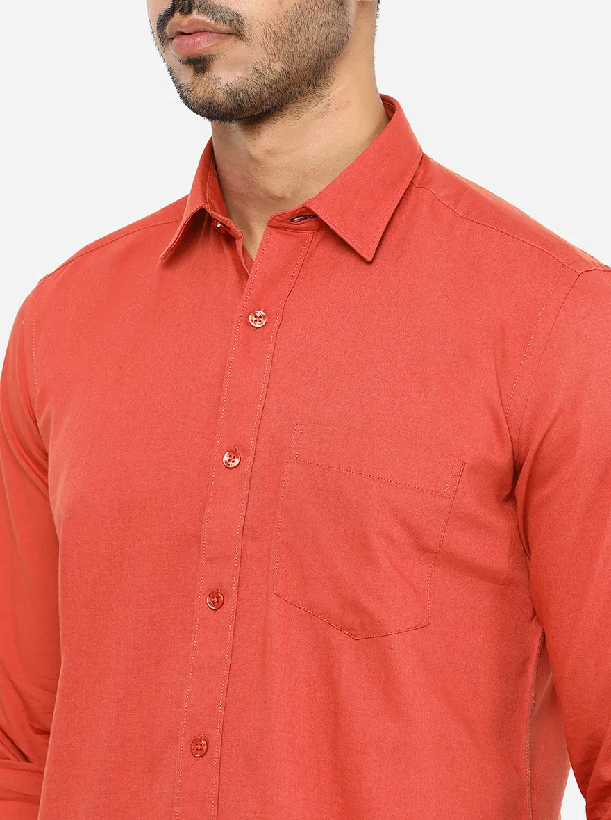 Red Solid Slim Fit Casual Shirt | JadeBlue