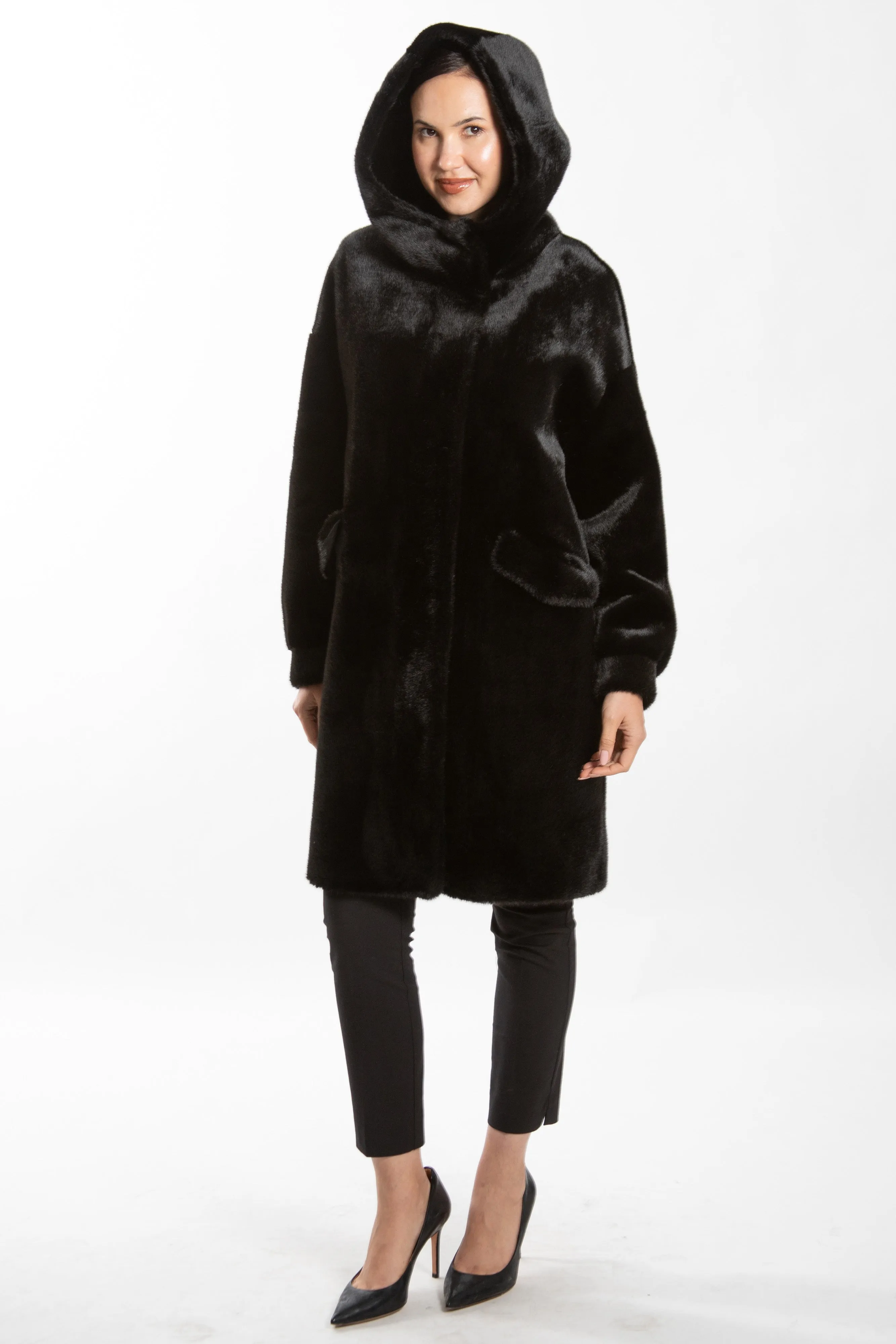 RIGA - Faux Mink Hooded Coat