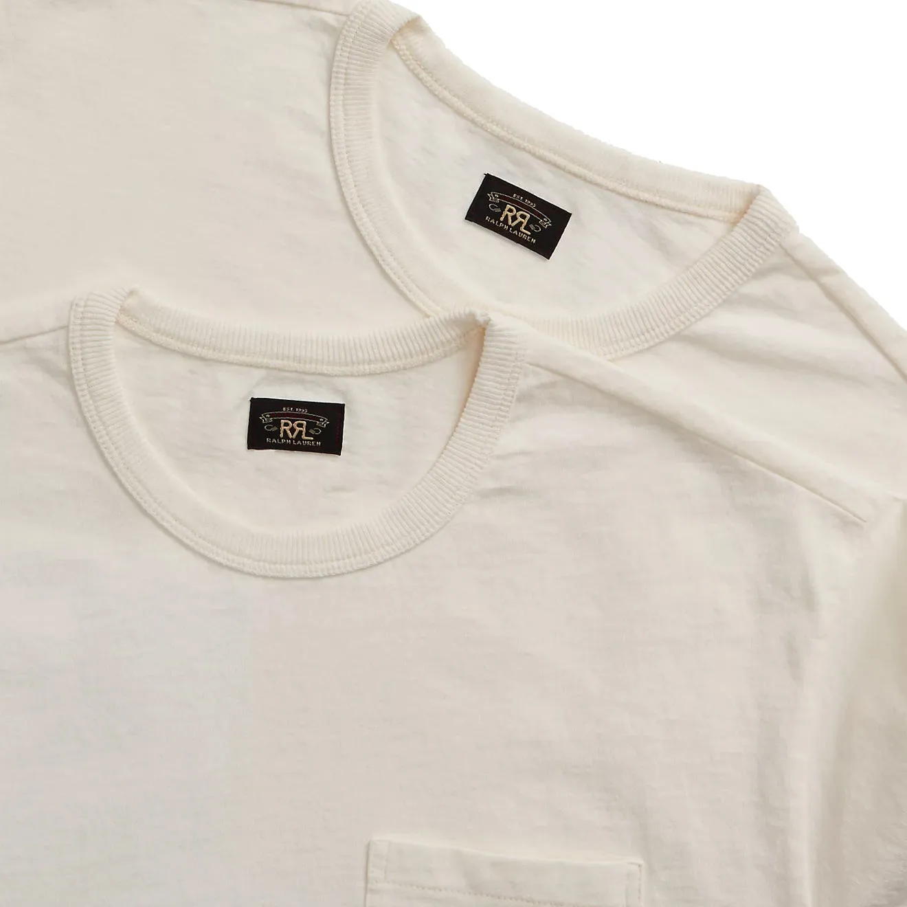 RRL by Ralph Lauren Garment-Dyed Pocket T-Shirt Two-Pack Warm White