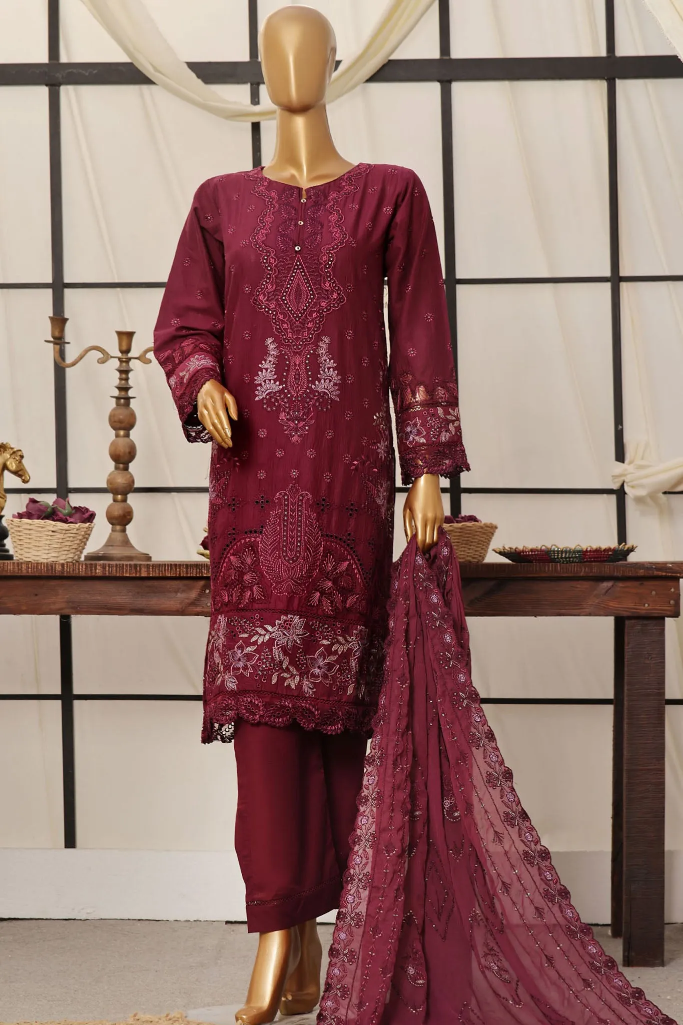 Sada Bahar Stitched 3 Piece Luxury Emb Festive Vol-03 Collection'2024-MK-13-Purple