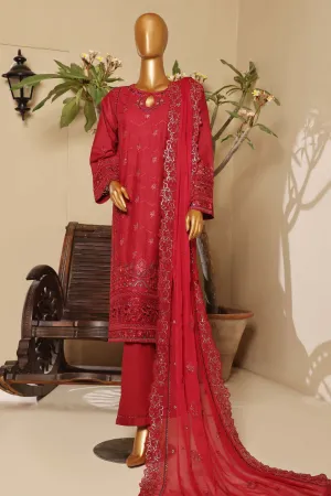 Sada Bahar Stitched 3 Piece Luxury Festive Emb Lawn Vol-04 Collection'2024-MK-20-Maroon