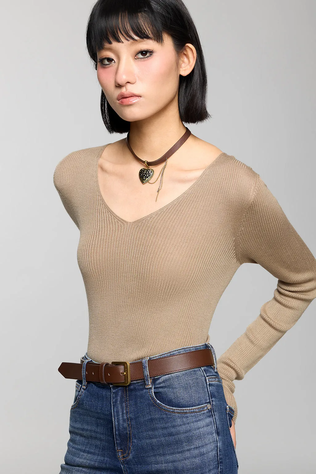 Sexy V-Neck Stretch Slim Fit Knit Wear