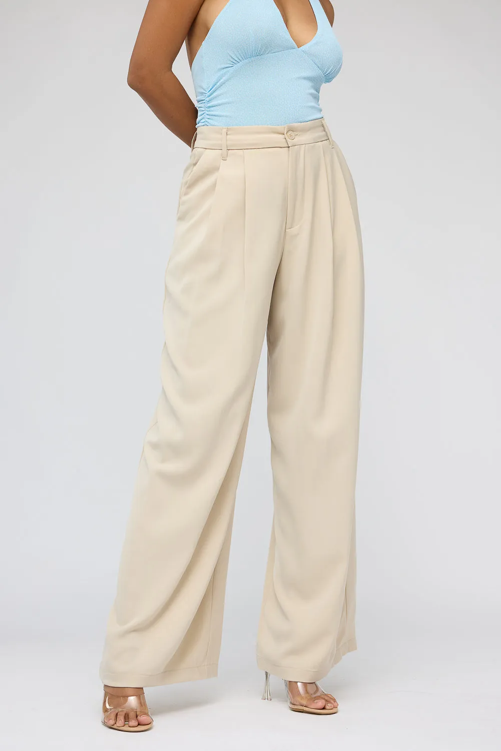 Soft Caramel Super Flared Korean Pants