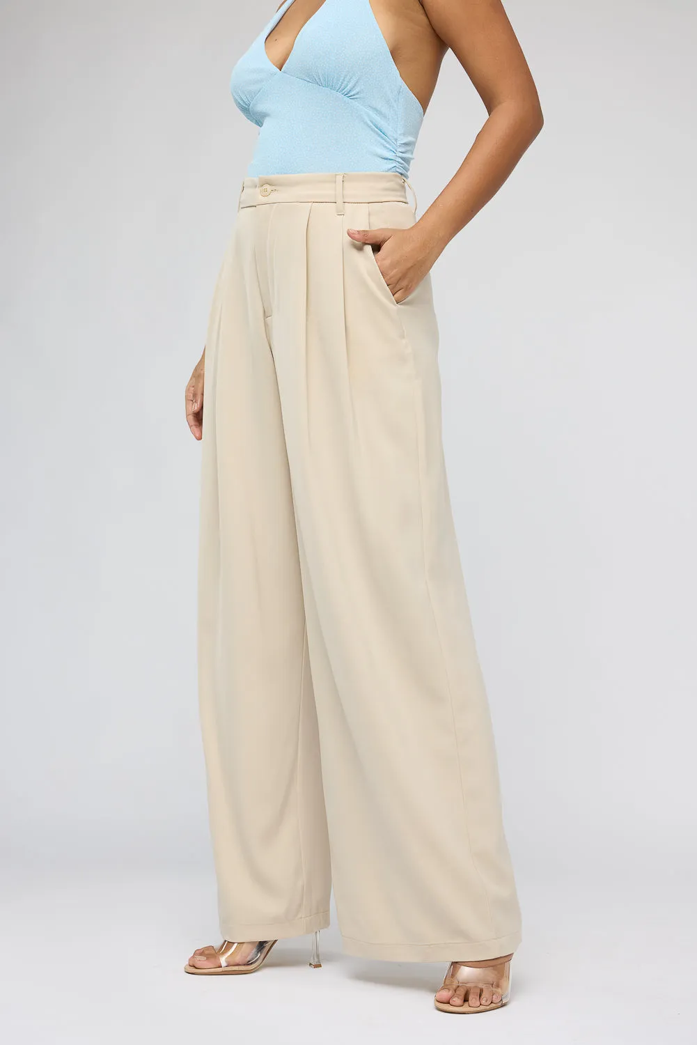 Soft Caramel Super Flared Korean Pants