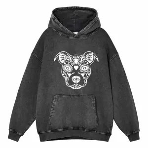 Vintage Washed Sugar Skull Animal Hoodie