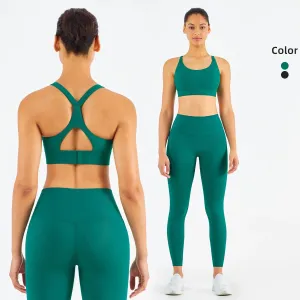 Women Yoga Pants Set with Hollow Adjustable Buckle and Super Soft Fabric