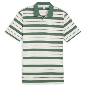 X QGC Sunday Stripe Polo Warm White/Deep Forest - SS24