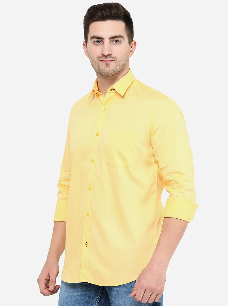 Yellow Solid Smart Fit Casual Shirt | Greenfibre