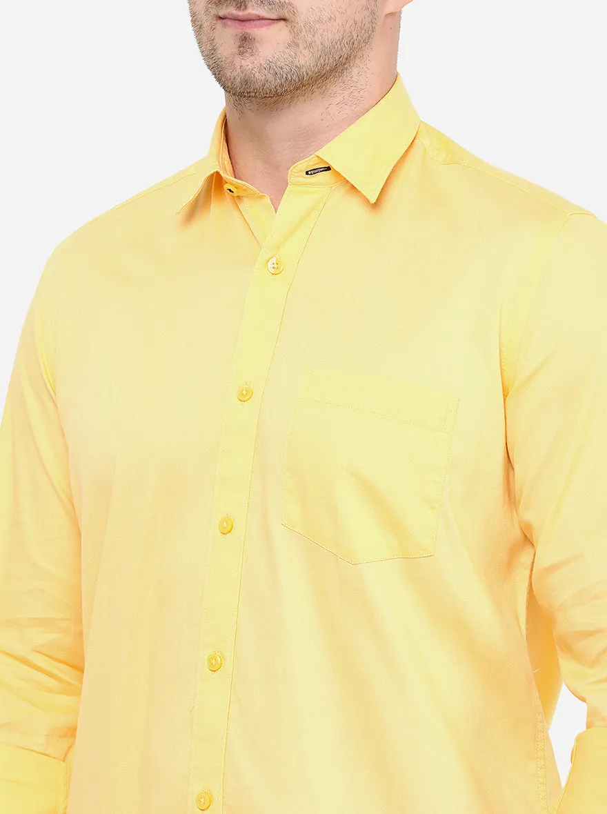 Yellow Solid Smart Fit Casual Shirt | Greenfibre