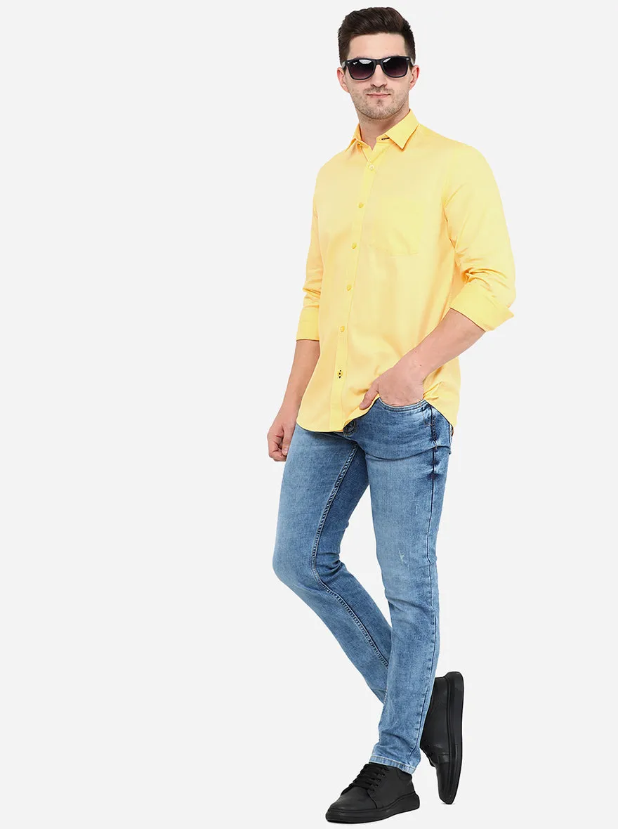 Yellow Solid Smart Fit Casual Shirt | Greenfibre